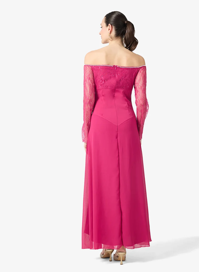 ELLA Off Shoulder Dress With Princess Waist Cut